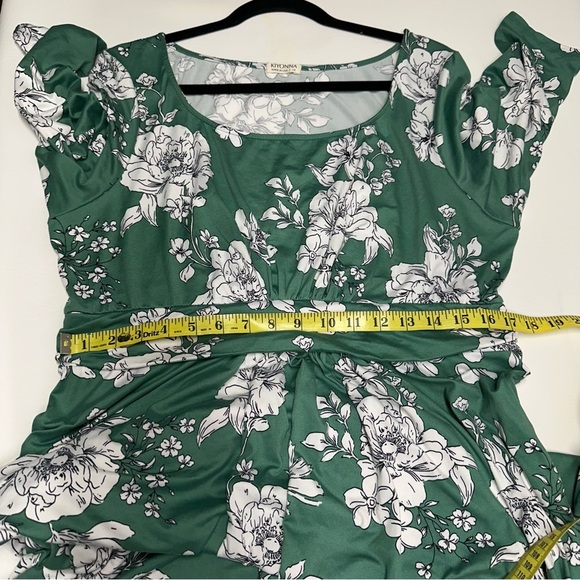 Kiyonna Green Floral Long Sleeve Dress size 1X - Picture 6 of 11